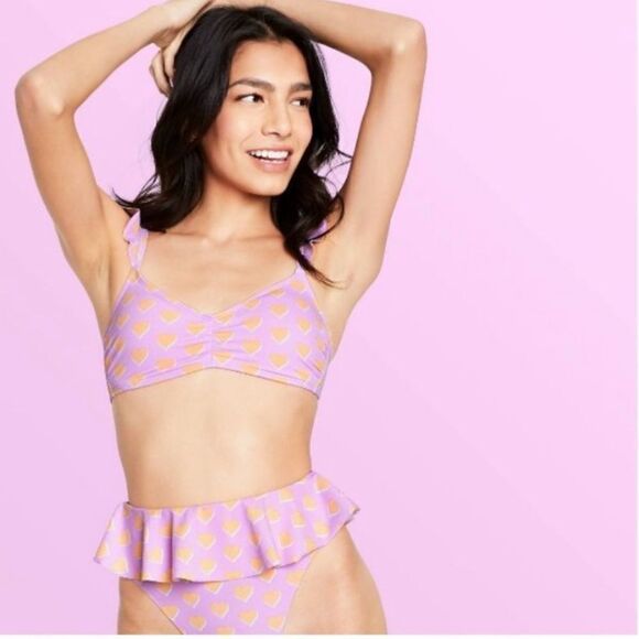 Stoney Clover Lane x Target Lavender Flutter Strap 2 Piece Bikini Top Bottom S - Picture 7 of 13